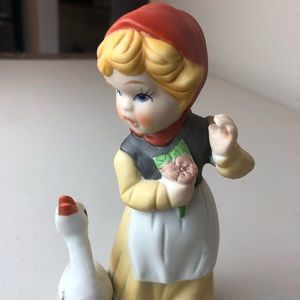 Girl & Goose -Flower Red Head Scarf -Vintage Japan